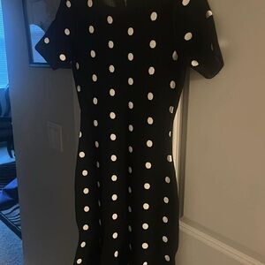 Milly Black Midi Dress with White Polka Dots